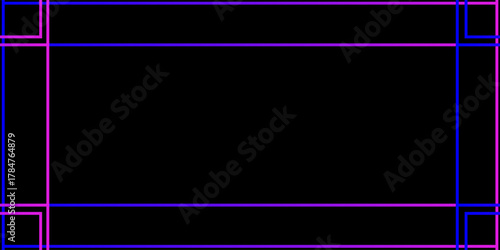 Modern square frames with neon isolated on black background. eps10, website, poster, flayer, cover.