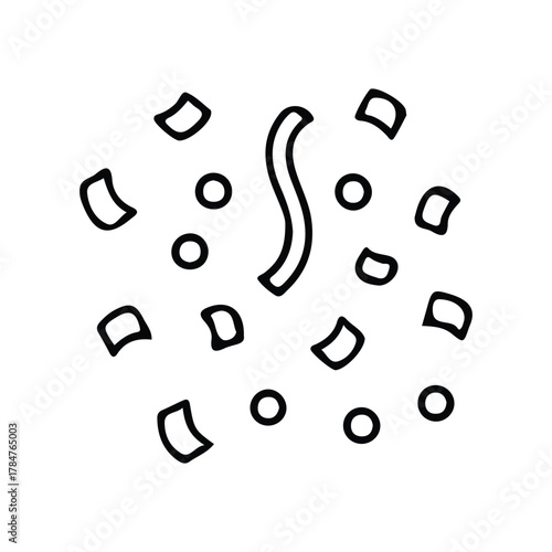 A delightful hand-drawn illustration of confetti and streamers, perfect for celebratory and festive designs