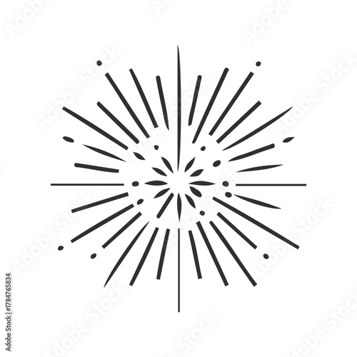 Explosion of Lightburst Rays, Abstract Starburst Bursting Radiating Outward from Center