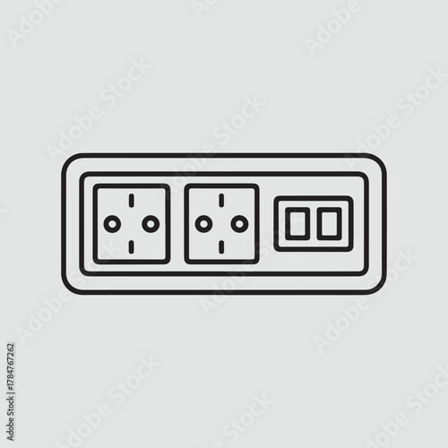 Power extension board outline icon for multiple plug devices
