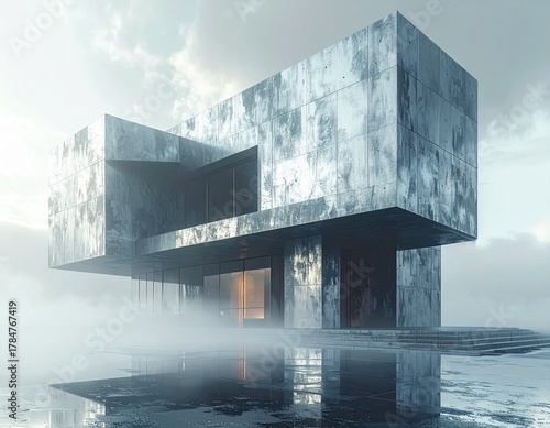 architecture with metallic chrome textures 