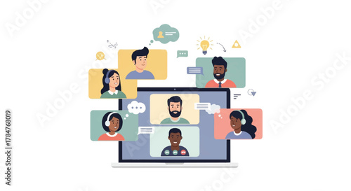 Online Meeting Connecting Diverse Professionals for Collaboration and Communication Whisk_a09200277df793fa08c45010f58f09cddr_vector