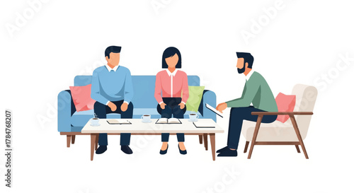 Professional counseling for couples, aiding in conflict resolution and improving communication during a therapy session to foster healthier relationships