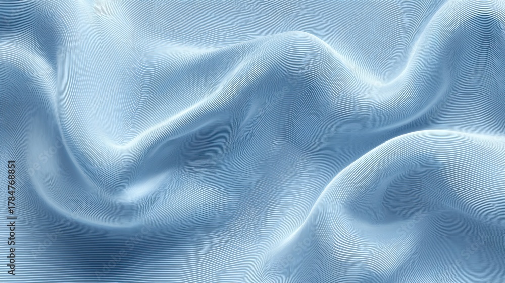 Obraz premium Elegant smooth blue fabric with subtle waves and lines creating a serene and calming effect for artistic backgrounds