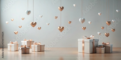 Wallpaper Mural Romantic Celebration  Elegant Gifts and Hanging Hearts for a Special Occasion Torontodigital.ca