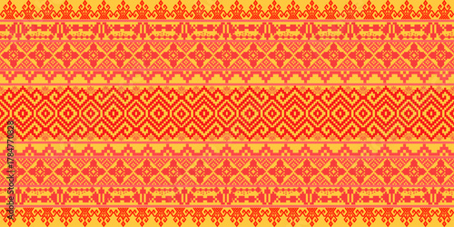 Pixel art ethnic, Pattern fabric pixel, design for background, clothing, decorative, drapery, cloth embroidery, pixel ethnic geometric black andwhite, handcraft, wallpaper, carpet, bag, card, cushions