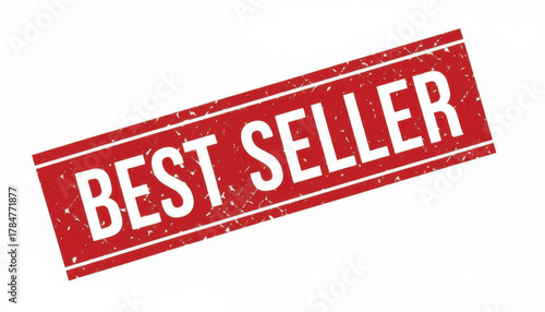 A red best seller stamp on a white isolated background