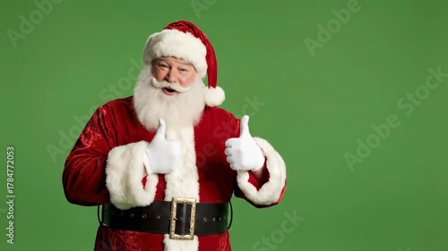 Realistic Santa Claus Talking, Pointing and Making Hand Gestures on Green Screen | Christmas Commercial Clip