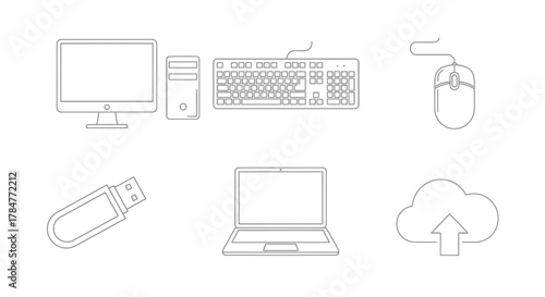 Computer hardware and digital devices for modern technology and work.