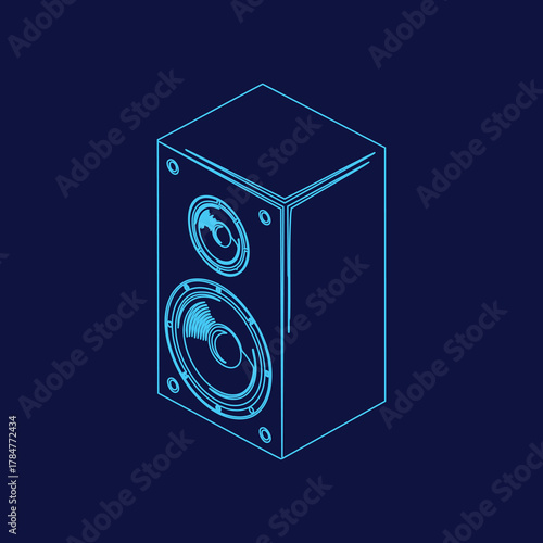 Stylish Blue Speaker Isometric Vector Illustration Audio Equipment Design Music System Sound Technology Entertainment Graphic Design Modern Art Speaker Box