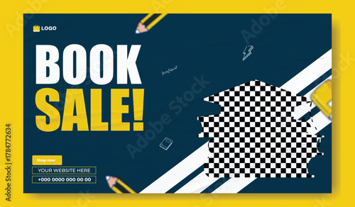 Special book sale announcement with stack of books and decorative elements on green background.
Exciting special book sale announcement featuring stacked books and graduation cap on a vibrant green.