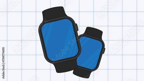 Smartwatch mockup neo brutalism outline pair