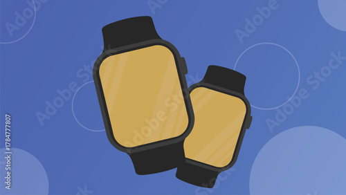 Smartwatch mockup set on blue background