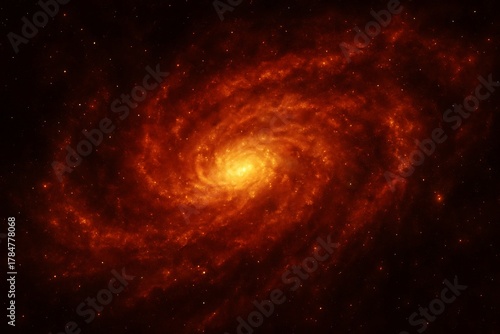 An artistic interpretation of a starburst galaxy seen in infrared light.