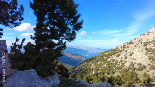 Beautiful autumn view of the Turkish mountains from a bird's eye view.