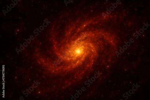 An artistic interpretation of a starburst galaxy seen in infrared light.