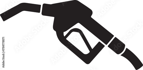 Fuel pump nozzle silhouette icon representing gas station, refueling, energy, and transportation