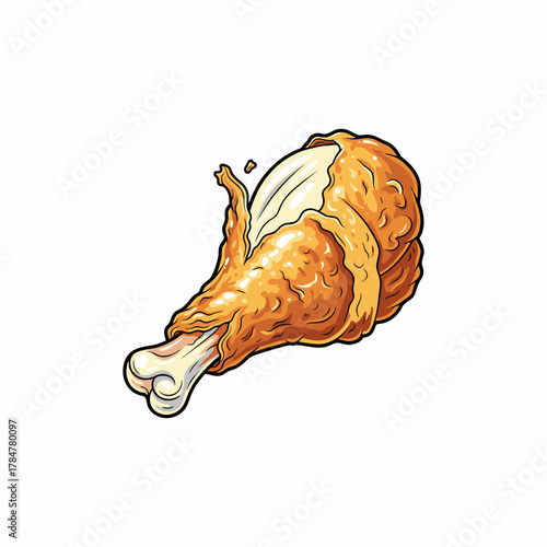 vector illustration of fried chicken thigh for food design