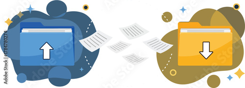 Transfer files and data securely with a modern upload and download folder interface design