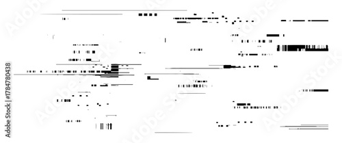 black and white glitch noise texture vector broken transmission. Glitch background. Abstract screen with noise effect. Glitchy noisy background texture with distorted screen pixel overlay effect.
