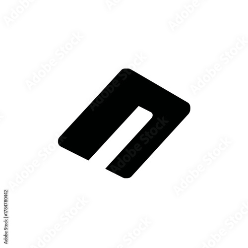 Bold diagonal rectangular form representing structure, motion, and minimal energy in geometric abstraction