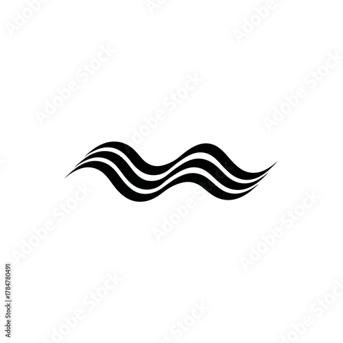 Stylized triple wave pattern symbolizing energy, movement, and equilibrium in geometric simplicity