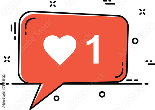 Engage with social media content a single like notification in a bubble shape with heart symbol