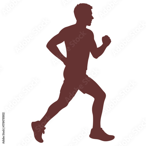 Male Runner Silhouette Brown Vector