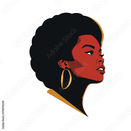 Beautiful African American Woman Side Profile Portrait