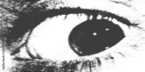Abstract woman grey eye made from dots. Vector