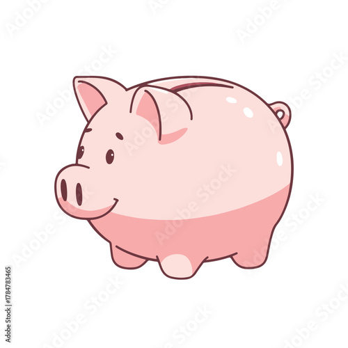 Traditional Pink Piggy Bank Vector Illustration