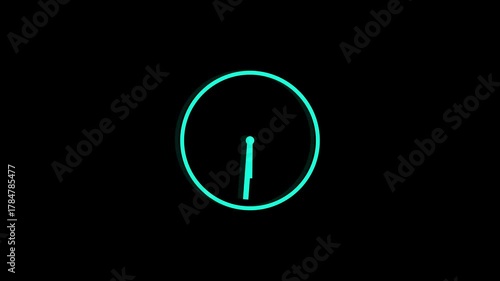 Abstract new analog clock icon animation on symbolizes hours, minutes, and time tracking. Analog simple clock spinning animation loop.