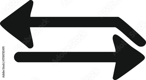 Illustration of two horizontal arrows pointing in opposite directions, representing exchange and direction