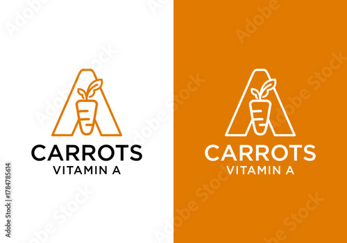 Vector design of carrot logo icon, agriculture logo, vegetable product logo, food and health.