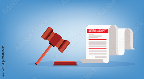 Bankruptcy legal law document process company insolvency during crisis recession picture of gavel judge
