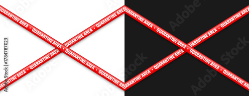 Barricade construction tape. Colorful police warning line, brightly colored danger or hazard stripe, ribbon. Restricted area, zone. Attention symbol. Vector illustration.