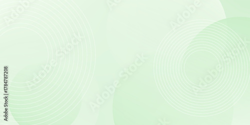 Minimalist soft Abstract Background in Gradient green and white Tones with Circles. Circle effect style geometric, abstract background.