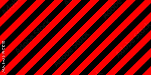 Warning sign with red and white diagonal lines. Attention, danger or caution symbol. Construction site signage, road safety notice, hazard banner, security alert shield. Vector illustration