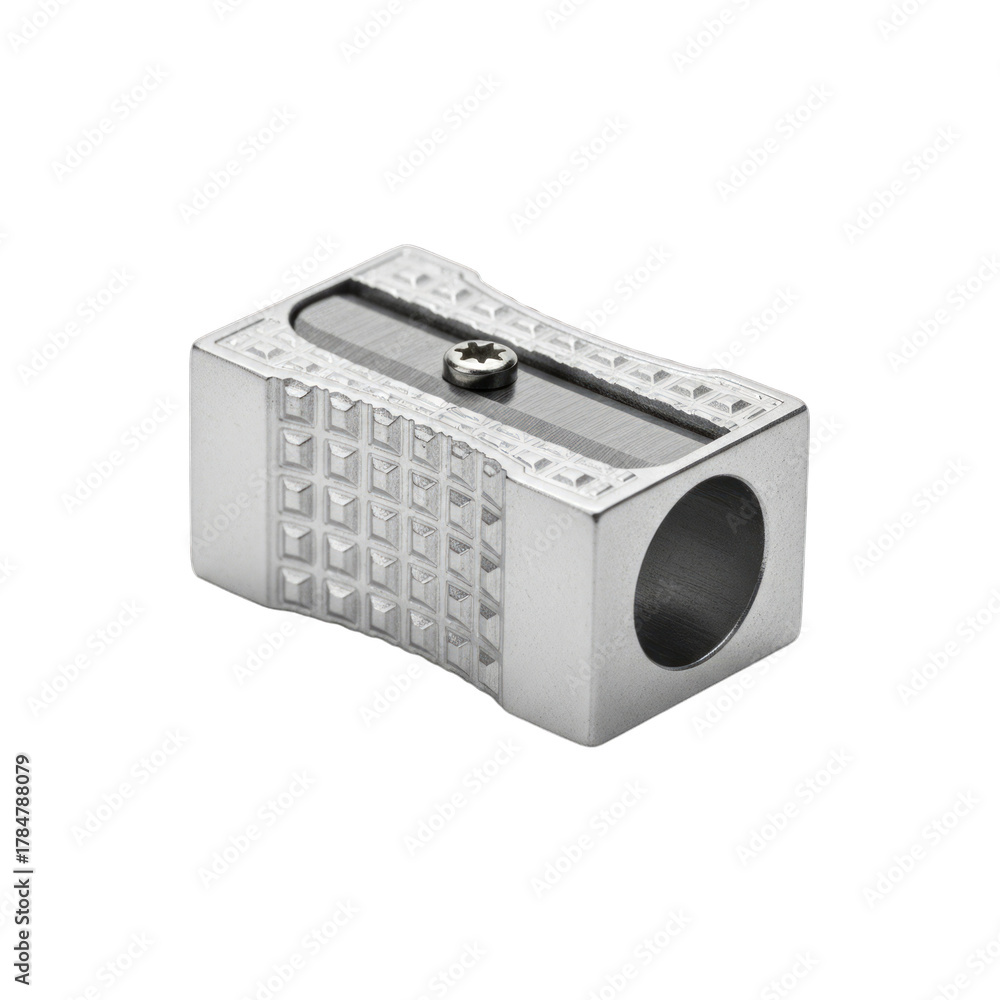Fototapeta premium Silver Metal Pencil Sharpener isolated on a transparent background