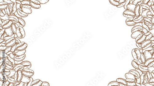 coffee background. Coffee beans in frame, border. Coffee beans wallpaper. Coffee Beans Illustration for packaging