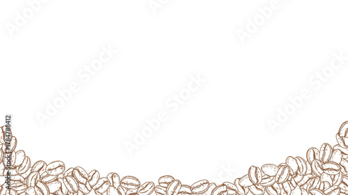 coffee background. Coffee beans in frame, border. Coffee beans wallpaper. Coffee Beans Illustration for packaging