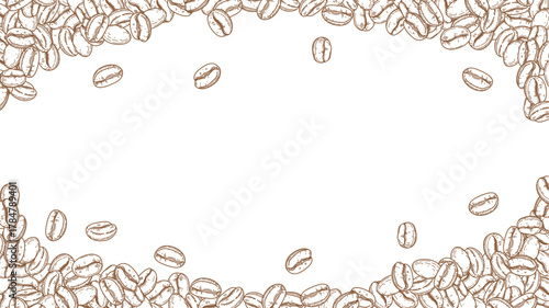 coffee background. Coffee beans in frame, border. Coffee beans wallpaper. Coffee Beans Illustration for packaging