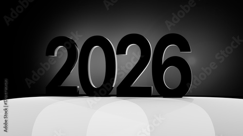 Future vision symbolized by bold black numbers representing the year 2026 on a minimalist background