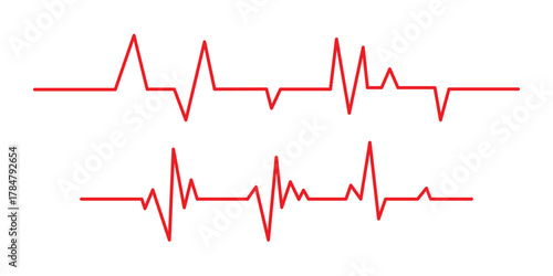Editable Red Heartbeat Line Art Vector – Realistic EKG Cardiogram Wave Design for Healthcare, Medical Laboratory, Cardiology, Hospital Logo, Fitness, and Healthy Lifestyle Projects
