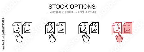 Stock Options in 4 different styles vector illustration