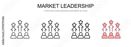 Market Leadership in 4 different styles vector illustration