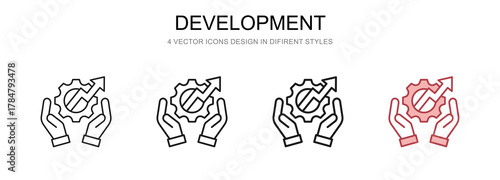 Development in 4 different styles vector illustration