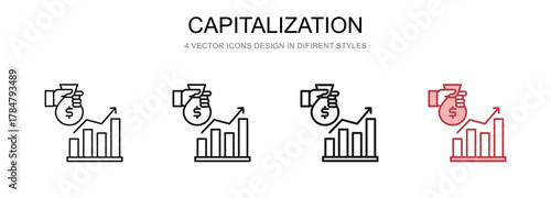 Capitalization in 4 different styles vector illustration