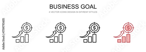 Business Goal in 4 different styles vector illustration