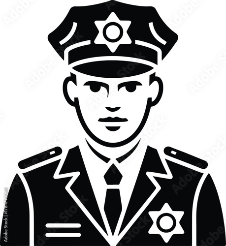 Icon of a police officer in uniform with a serious expression